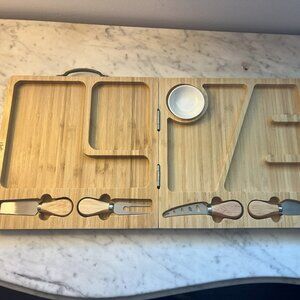 Foldable Bamboo Charcuterie Board / Tray with Utensils